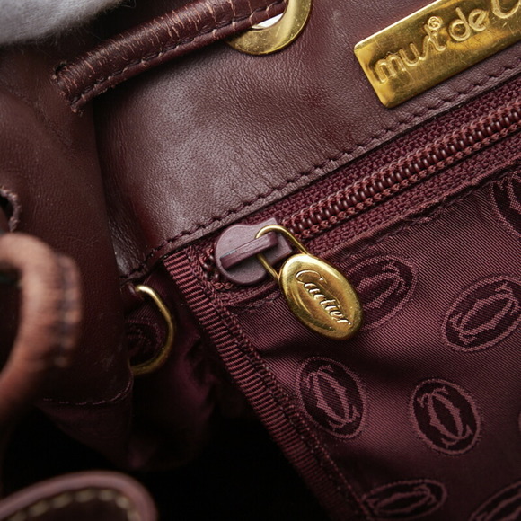 CARTIER Mastline One Shoulder Bag Bordeaux Red Leather Women's - Picture 9 of 10